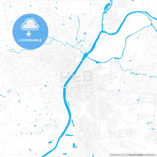 Hamilton, Ohio, United States, PDF vector map with water in focus