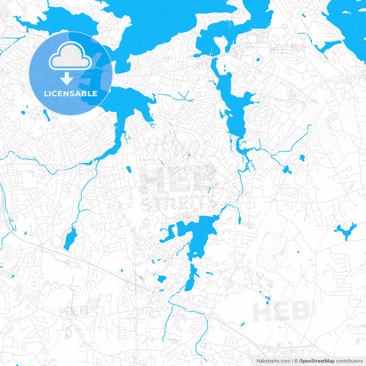 Weymouth Town, Massachusetts, United States, PDF vector map with water in focus