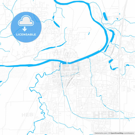 Albany, Oregon, United States, PDF vector map with water in focus