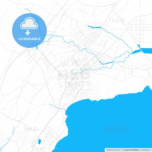 Huludao, China PDF vector map with water in focus