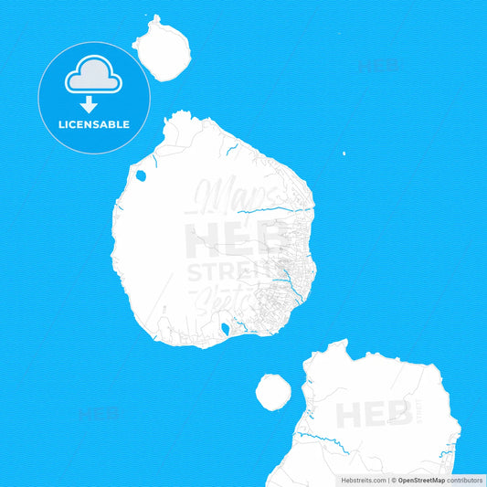 Ternate, Indonesia PDF vector map with water in focus