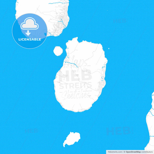 Tidore, Indonesia PDF vector map with water in focus