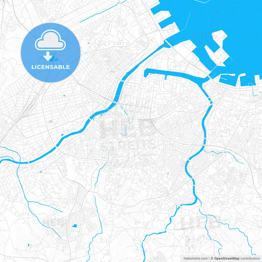 Hachinohe, Japan PDF vector map with water in focus
