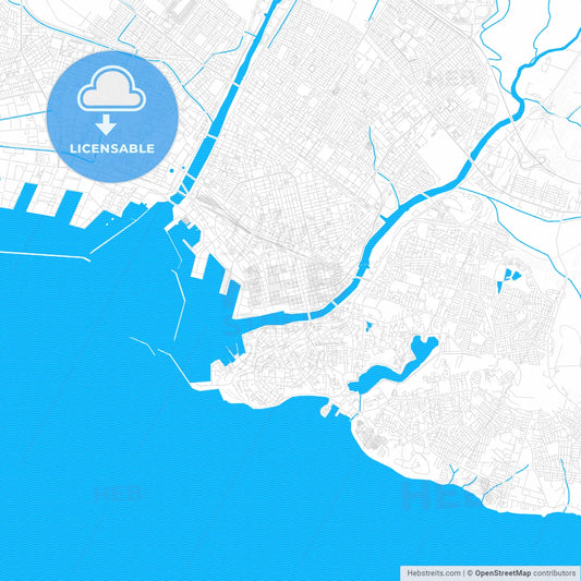 Kushiro, Japan PDF vector map with water in focus