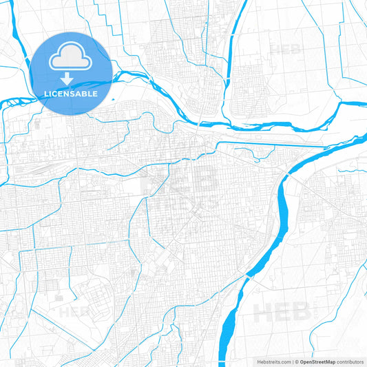 Obihiro, Japan PDF vector map with water in focus