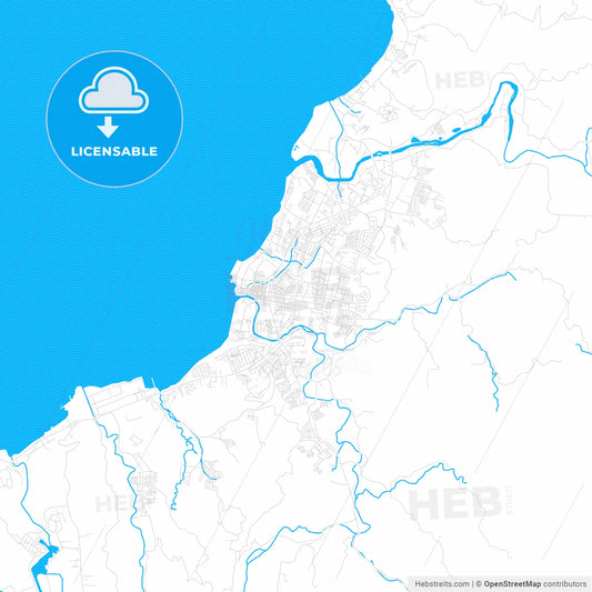 Iligan, Philippines PDF vector map with water in focus