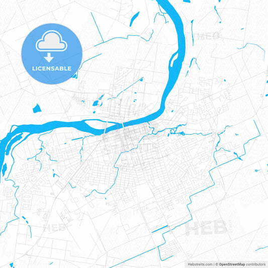 Bundaberg, Australia PDF vector map with water in focus