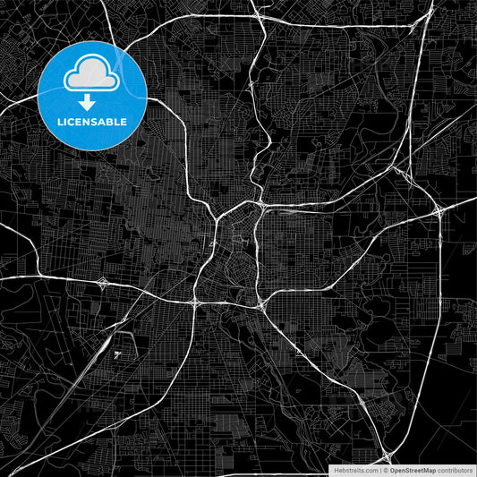 Black downtown map of San Antonio, Texas