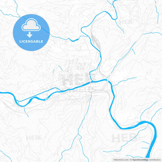 Bruck an der Mur, Austria PDF vector map with water in focus