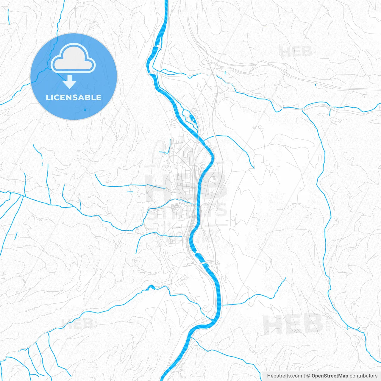 Bischofshofen, Austria PDF vector map with water in focus