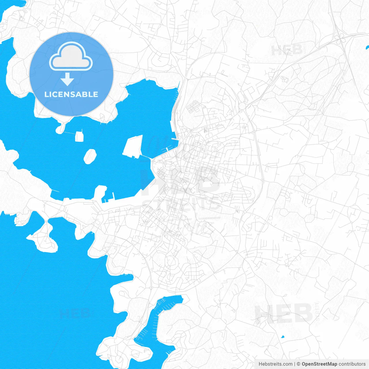Pula/Pola, Croatia PDF vector map with water in focus