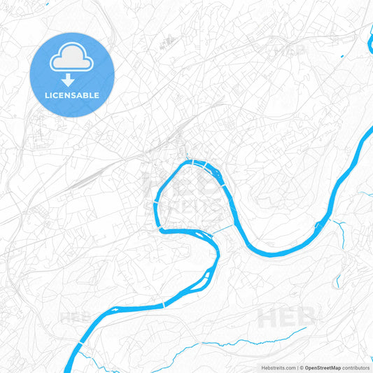 Besançon, France PDF vector map with water in focus