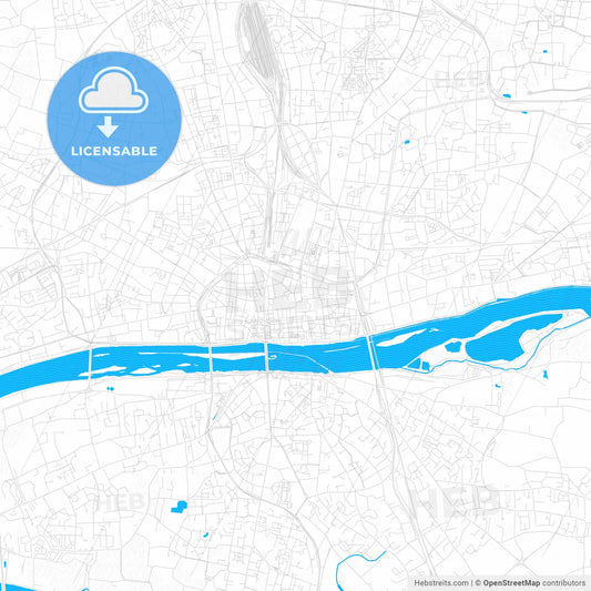 Orléans, France PDF vector map with water in focus