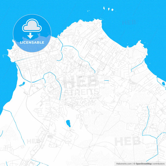 Cayenne, France PDF vector map with water in focus