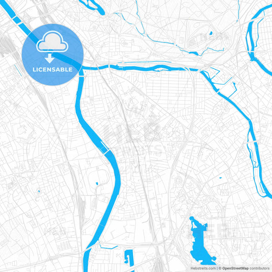 Maisons-Alfort, France PDF vector map with water in focus