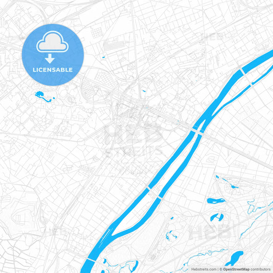 Puteaux, France PDF vector map with water in focus