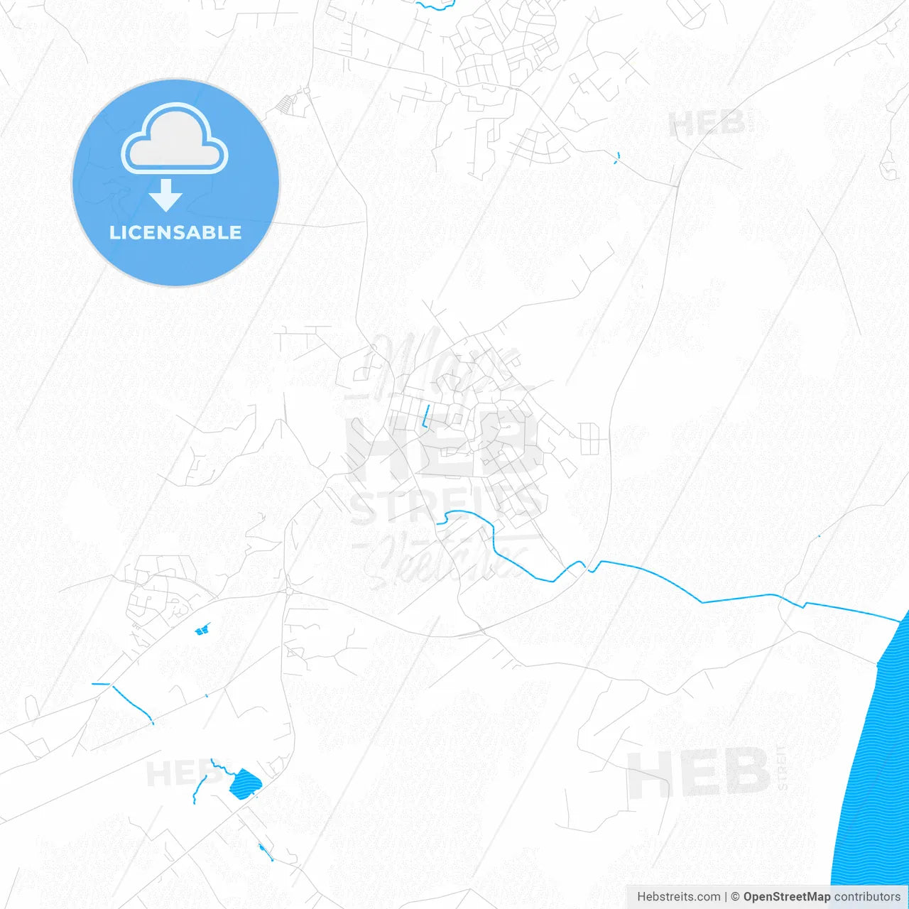 Matoury, France PDF vector map with water in focus