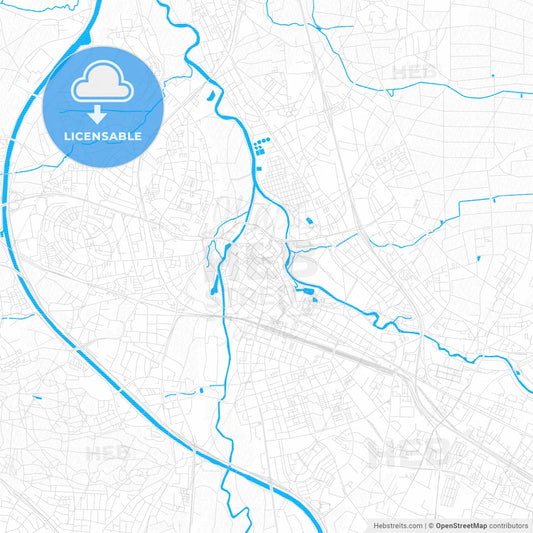 Furth, Germany PDF vector map with water in focus