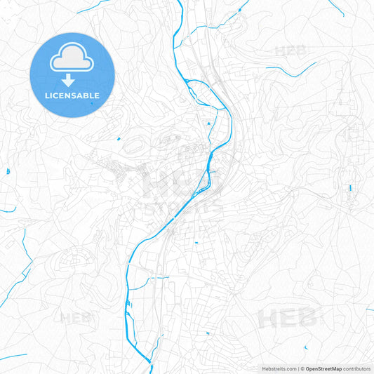 Marburg, Germany PDF vector map with water in focus