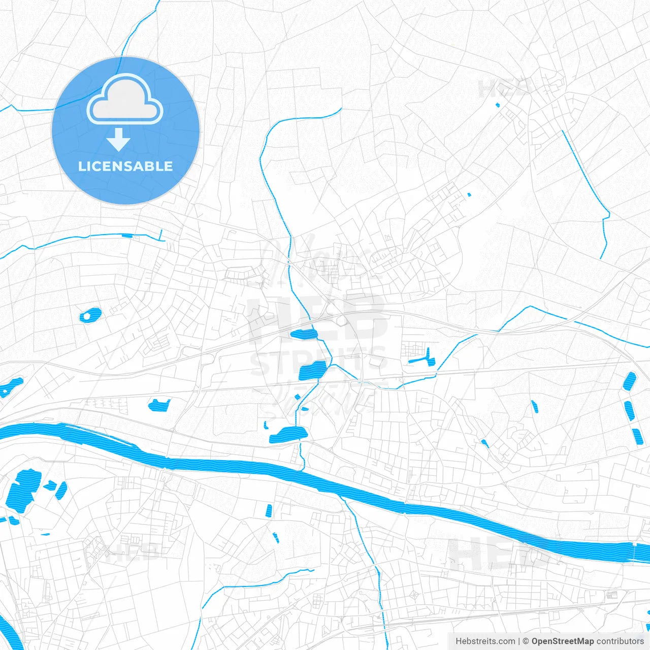 Maintal, Germany PDF vector map with water in focus