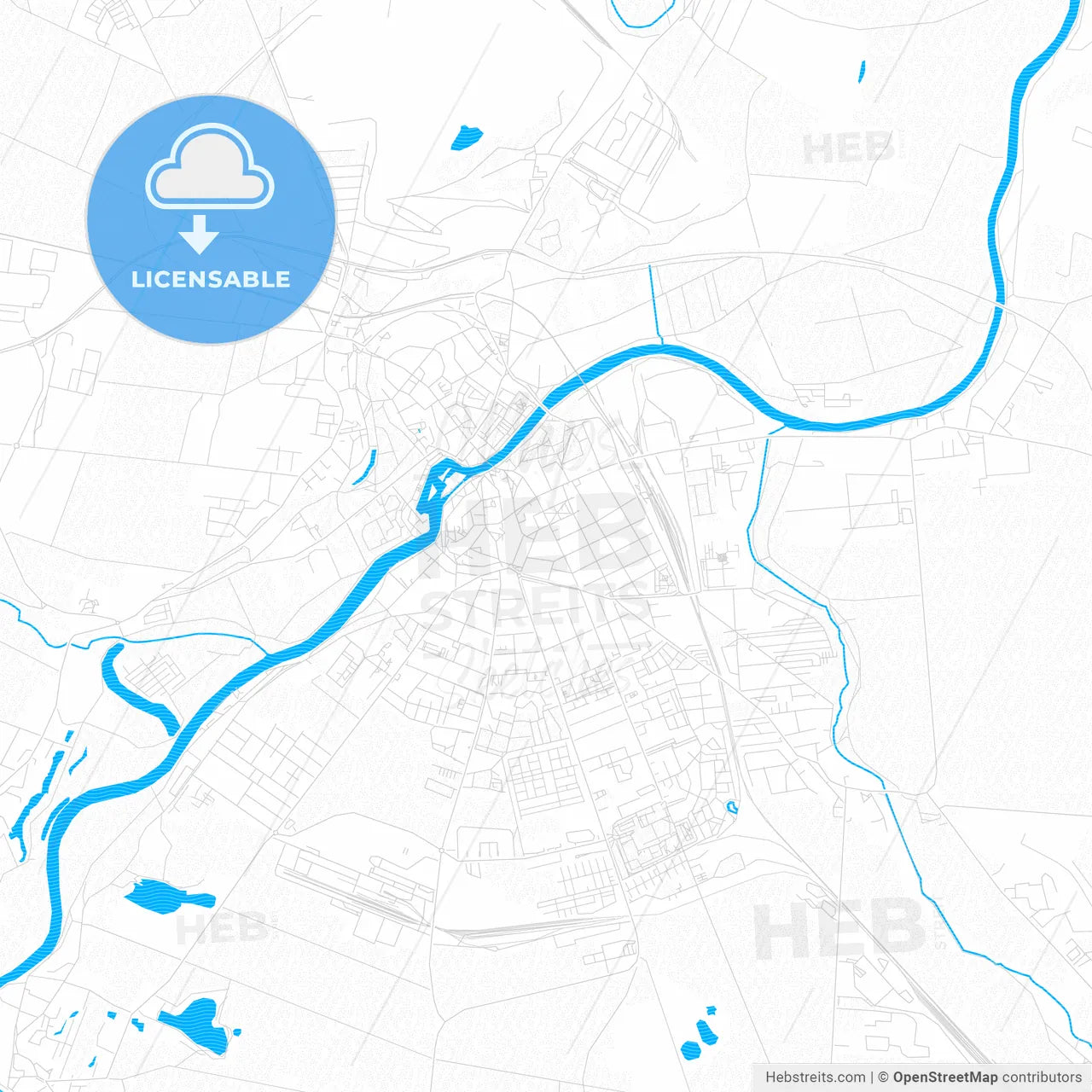 Bernburg (Saale), Germany PDF vector map with water in focus