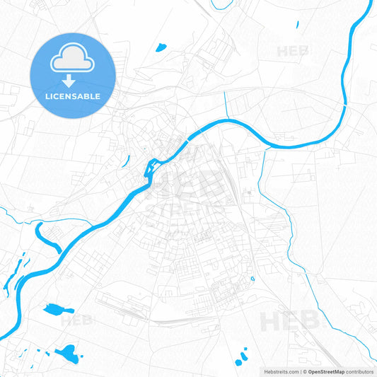 Bernburg (Saale), Germany PDF vector map with water in focus