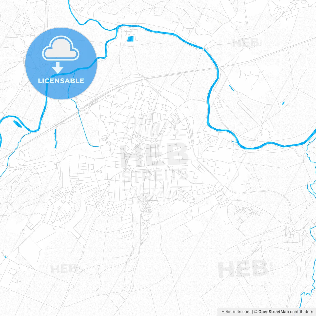 Naumburg (Saale), Germany PDF vector map with water in focus