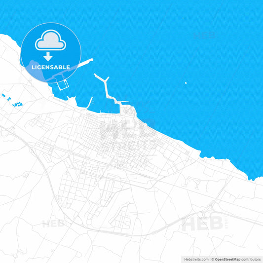 Molfetta, Italy PDF vector map with water in focus