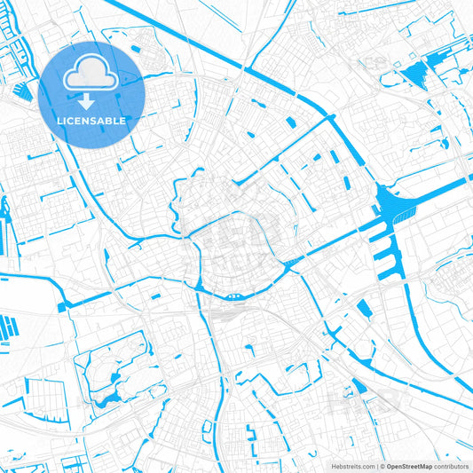 Groningen, Netherlands PDF vector map with water in focus