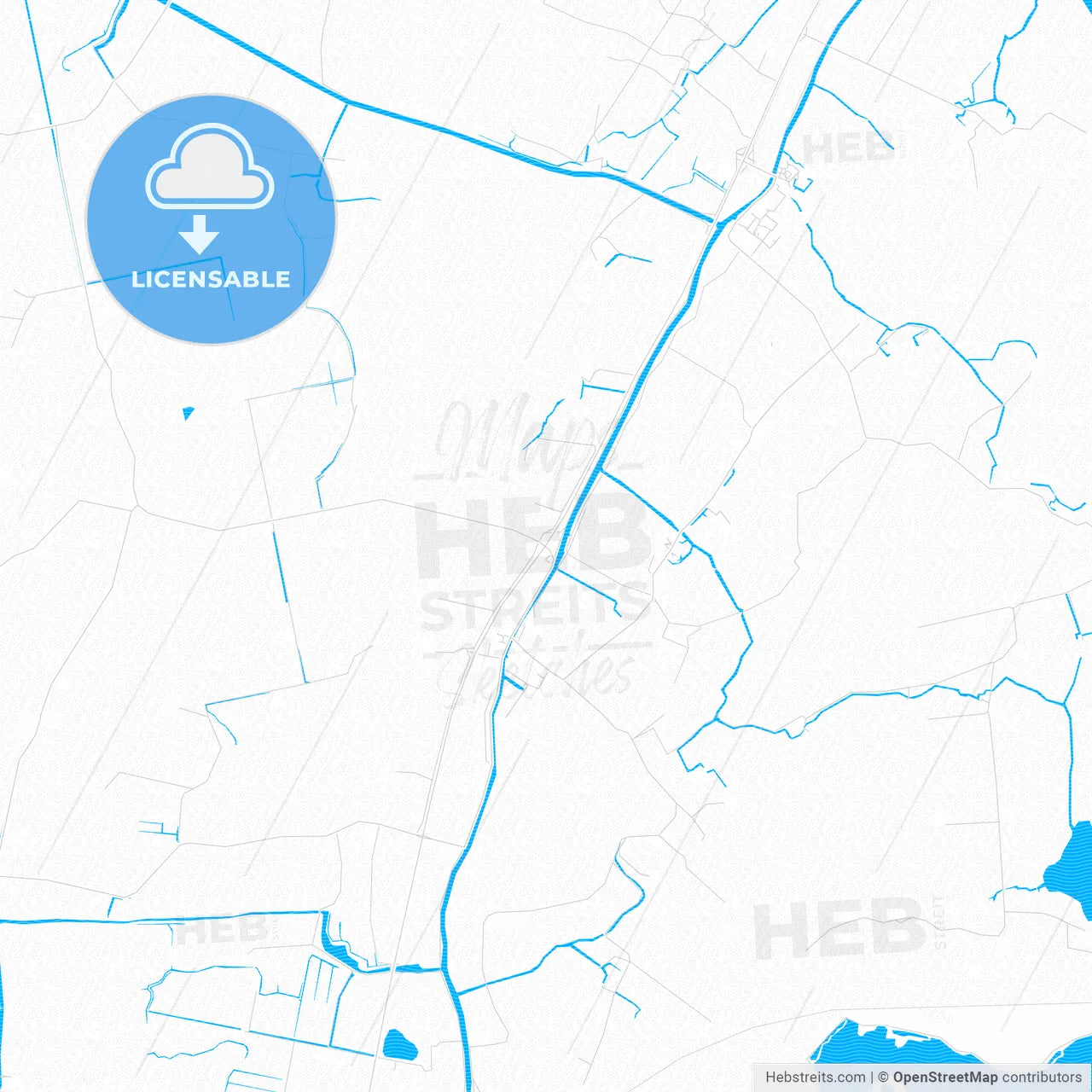 Súdwest-Fryslân, Netherlands PDF vector map with water in focus