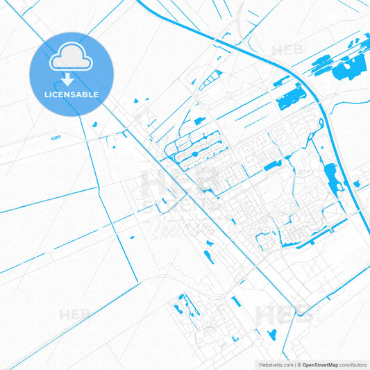 Stadskanaal, Netherlands PDF vector map with water in focus