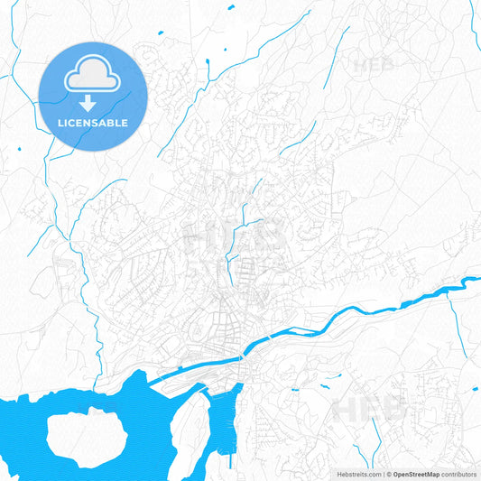 Halden, Norway PDF vector map with water in focus