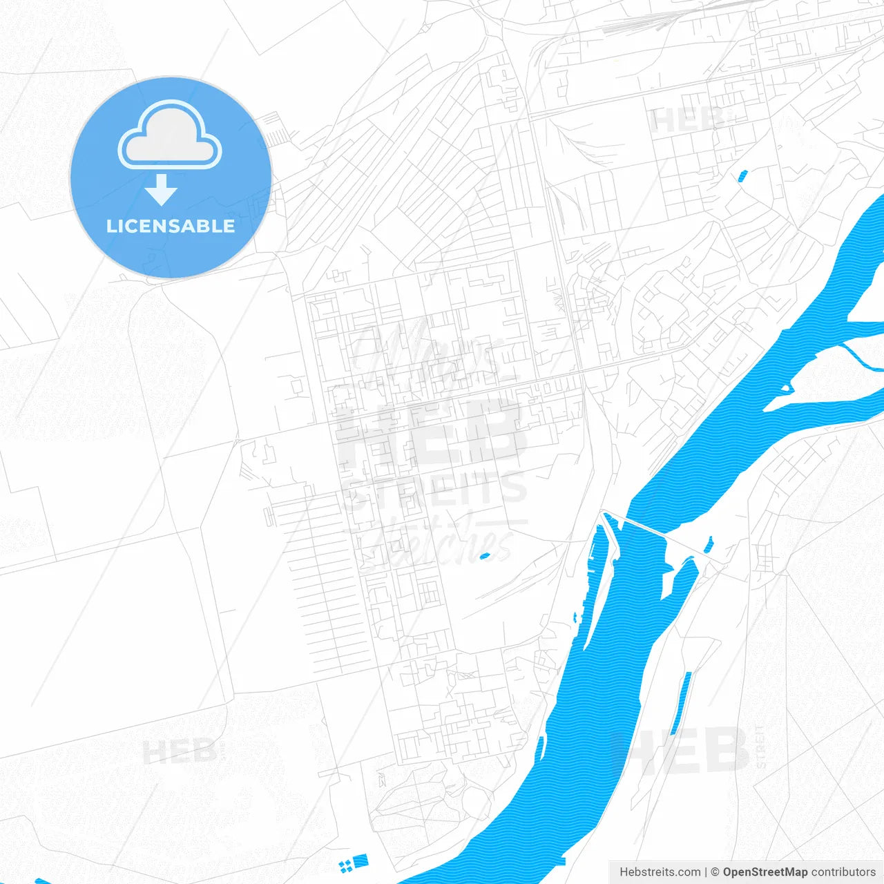 Biysk, Russia PDF vector map with water in focus