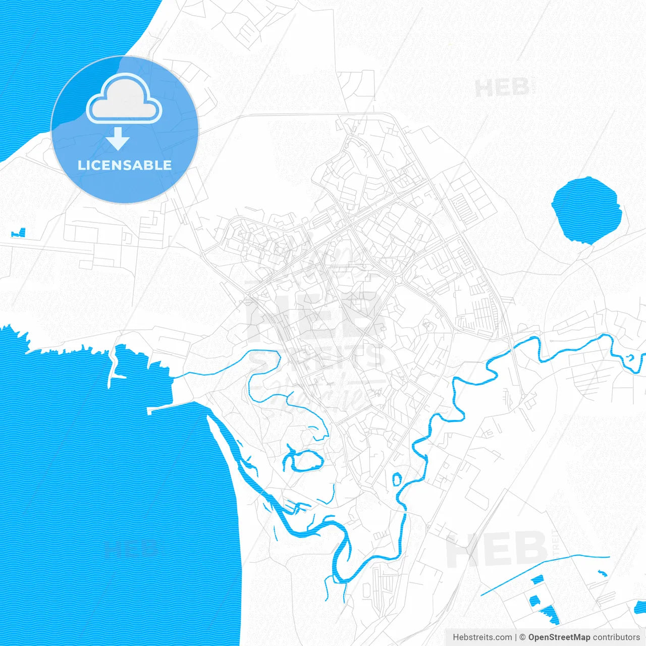 Sosnovy Bor, Russia PDF vector map with water in focus