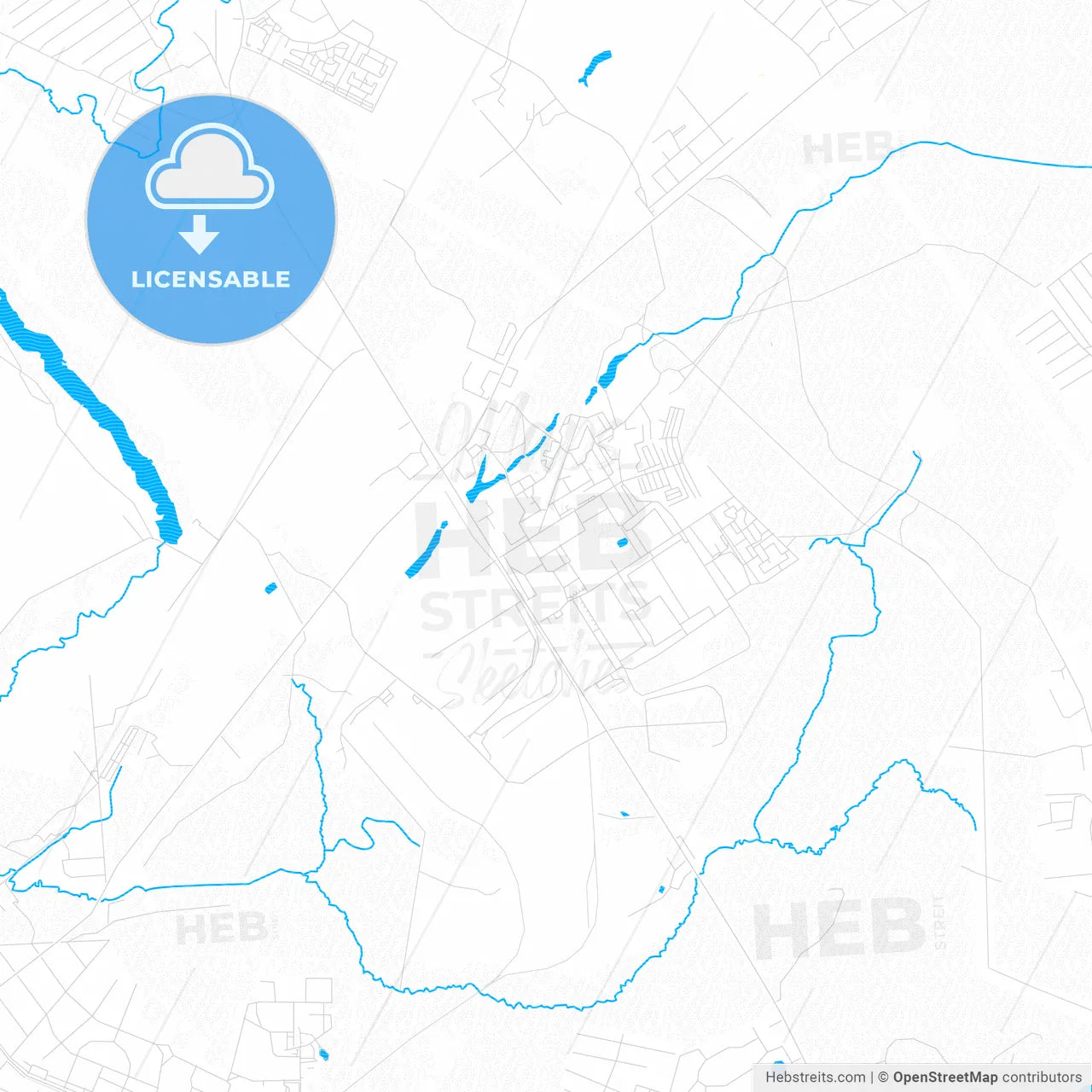 Sertolovo, Russia PDF vector map with water in focus