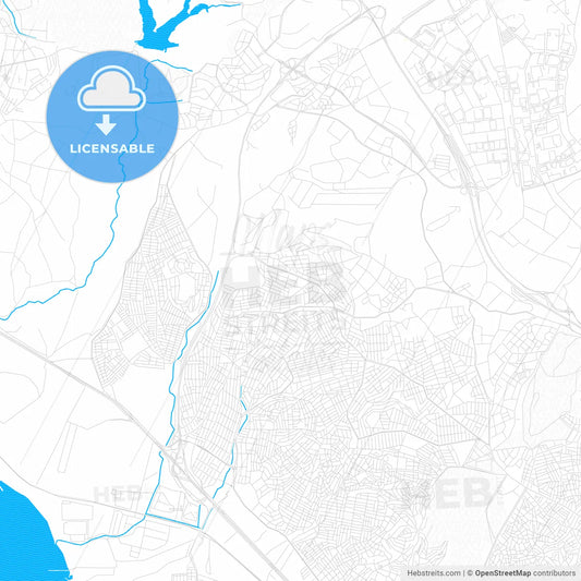 Çayırova, Turkey PDF vector map with water in focus