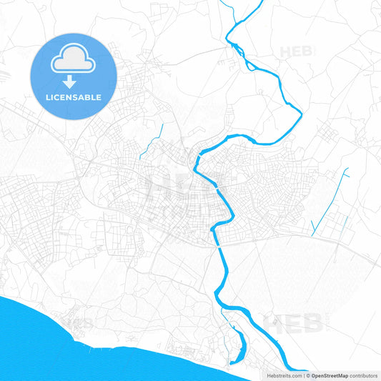Manavgat, Turkey PDF vector map with water in focus