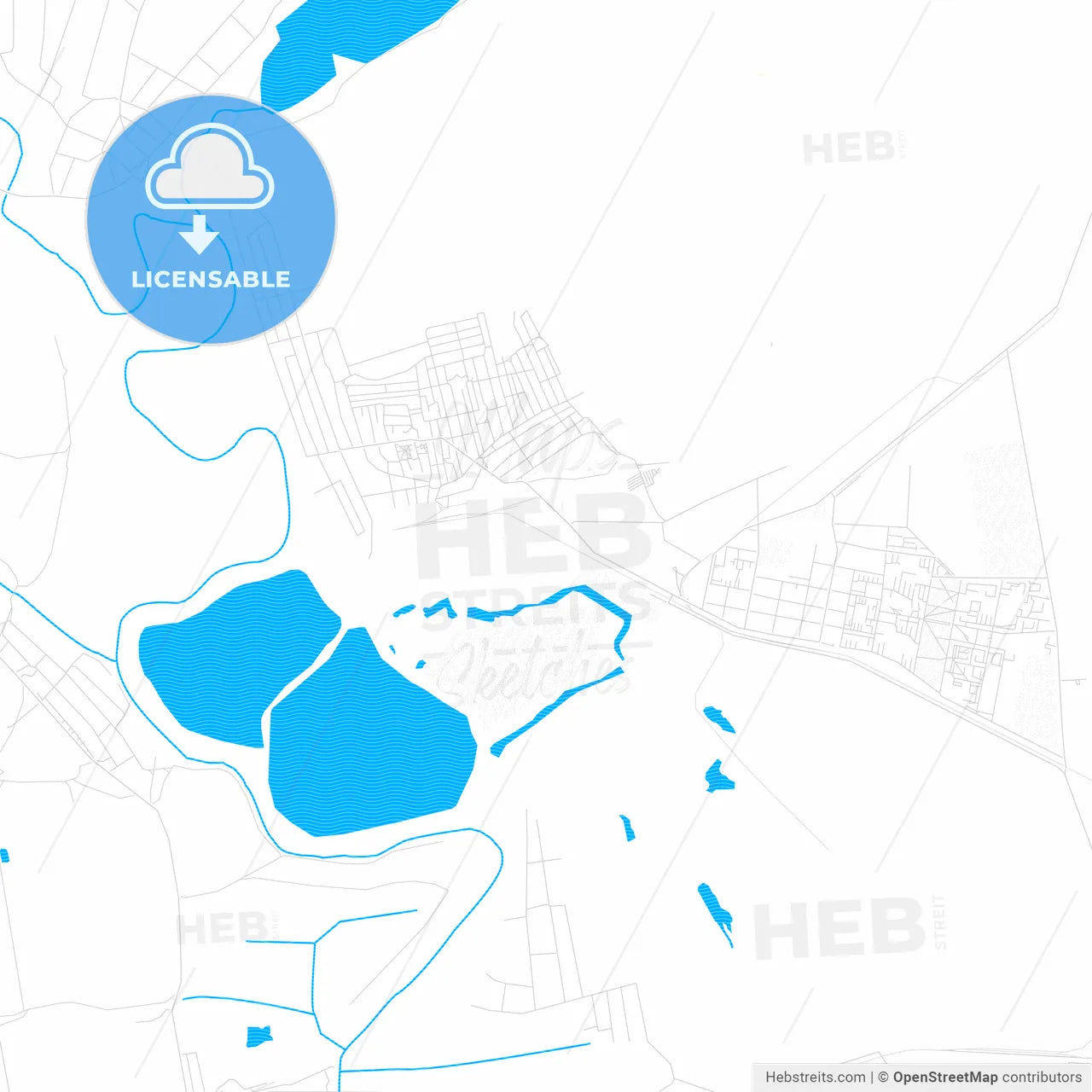 Pokrov, Ukraine PDF vector map with water in focus