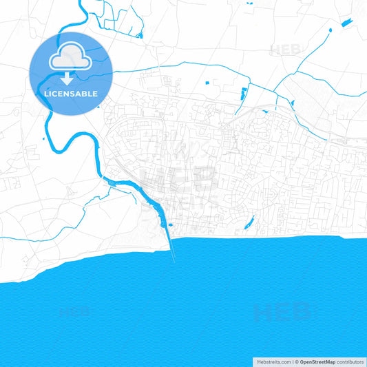 Littlehampton, England PDF vector map with water in focus