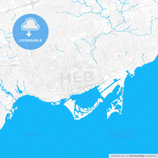 Toronto, Canada PDF vector map with water in focus