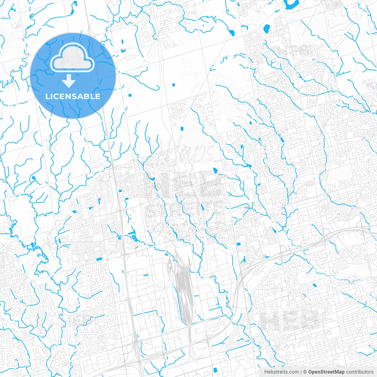 Vaughan, Canada PDF vector map with water in focus