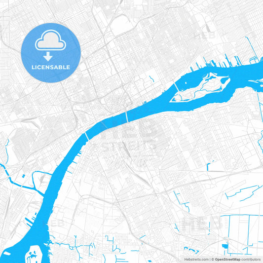 Windsor, Canada PDF vector map with water in focus