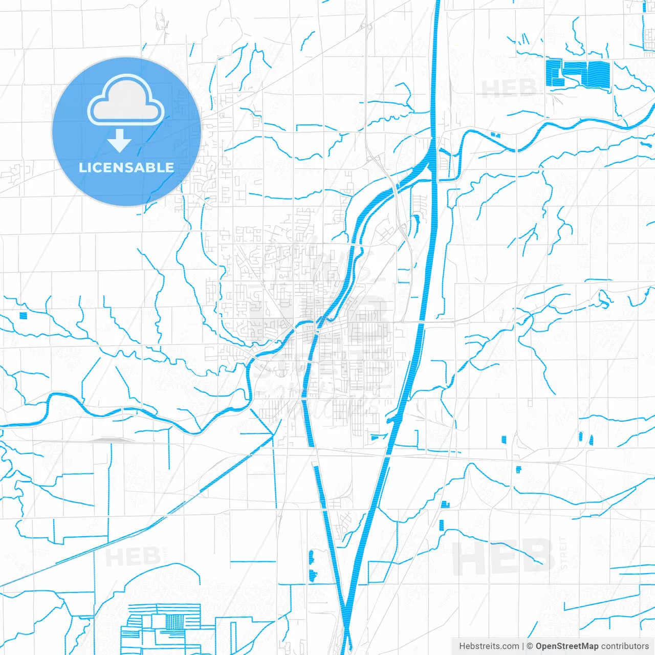 Welland, Canada PDF vector map with water in focus