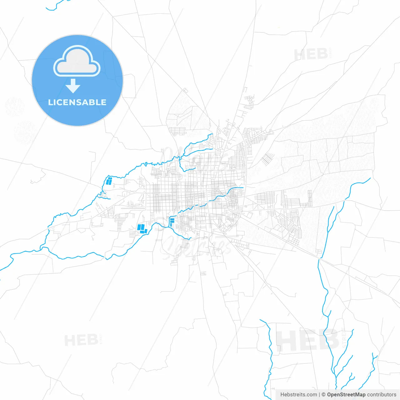 León, Nicaragua PDF vector map with water in focus
