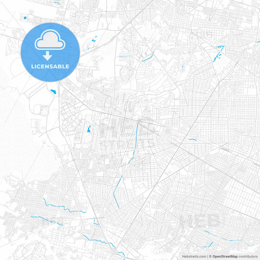 Zapopan, Mexico PDF vector map with water in focus
