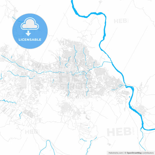 Tuxtla Gutiérrez, Mexico PDF vector map with water in focus