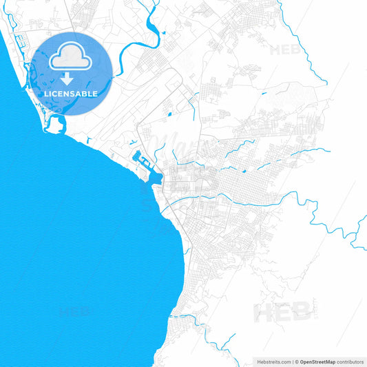 Puerto Vallarta, Mexico PDF vector map with water in focus