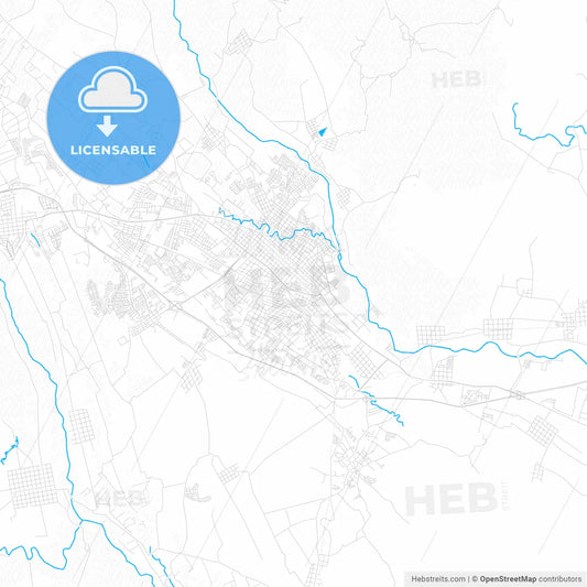 Córdoba, Mexico PDF vector map with water in focus