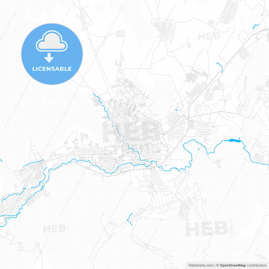 Orizaba, Mexico PDF vector map with water in focus