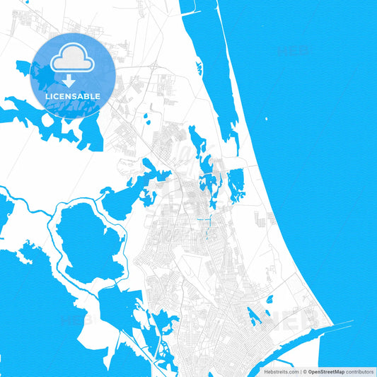 Miramar, Mexico PDF vector map with water in focus